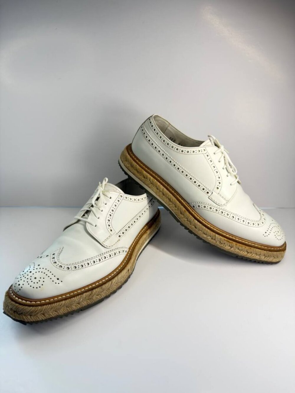 Prada Leather Brogue Espadrille Oxfords - US 8/EU 41